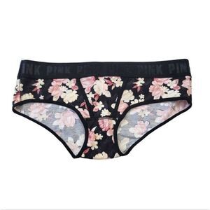 NEW Victoria's Secret Pink Hipster Wide Elastic Logo Waistband in Black Floral